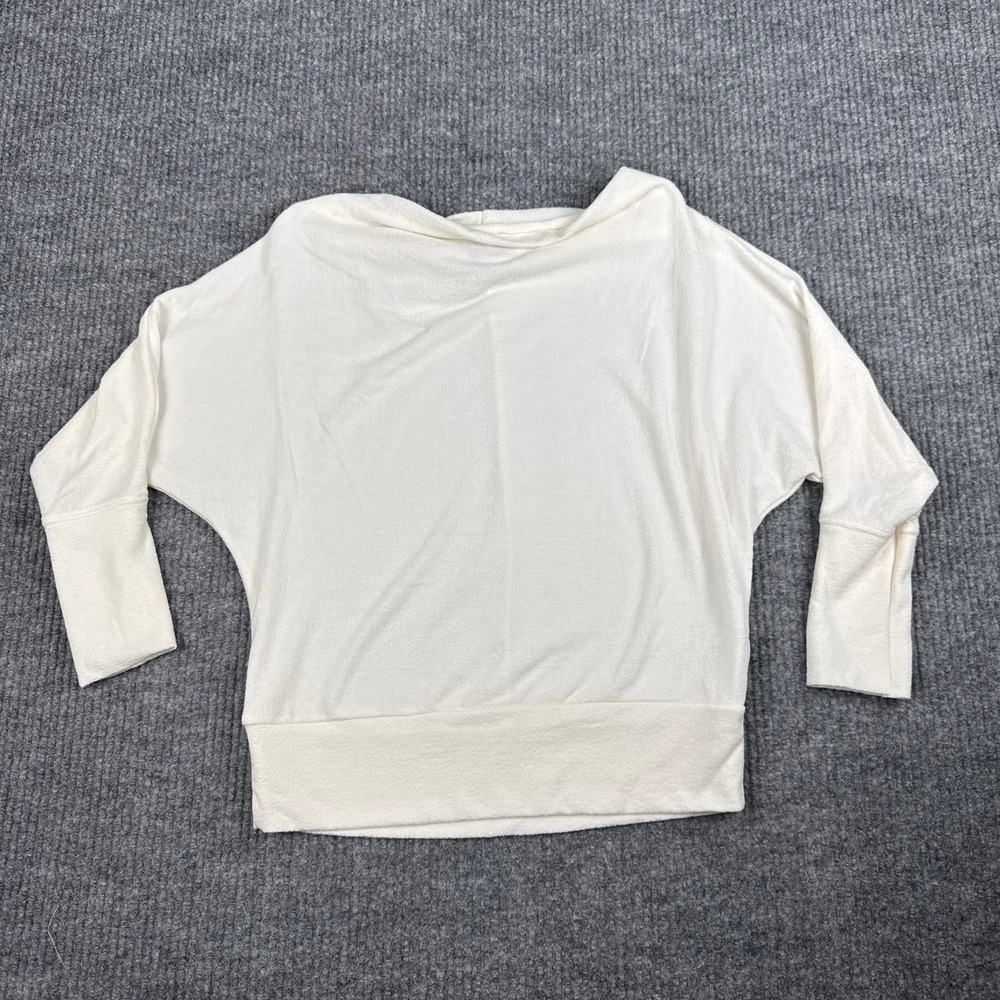 Fab'rik Pullover Top Womens L White Dolman 3/4 Sleeve Boat Neck Minimalist